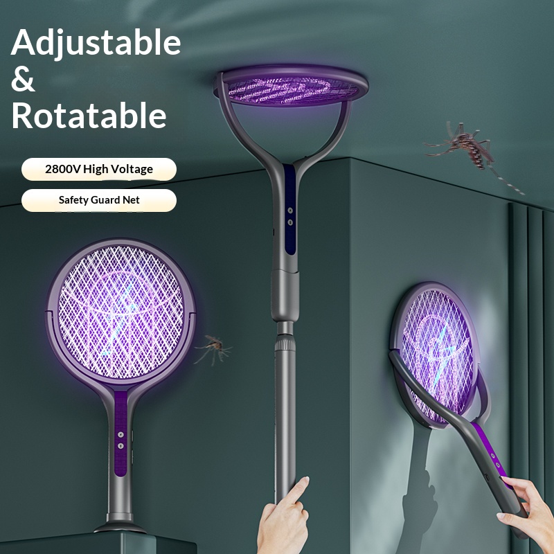 Bug Catching Kit - Rotating Head Bug Zapper Racket Rechargeable