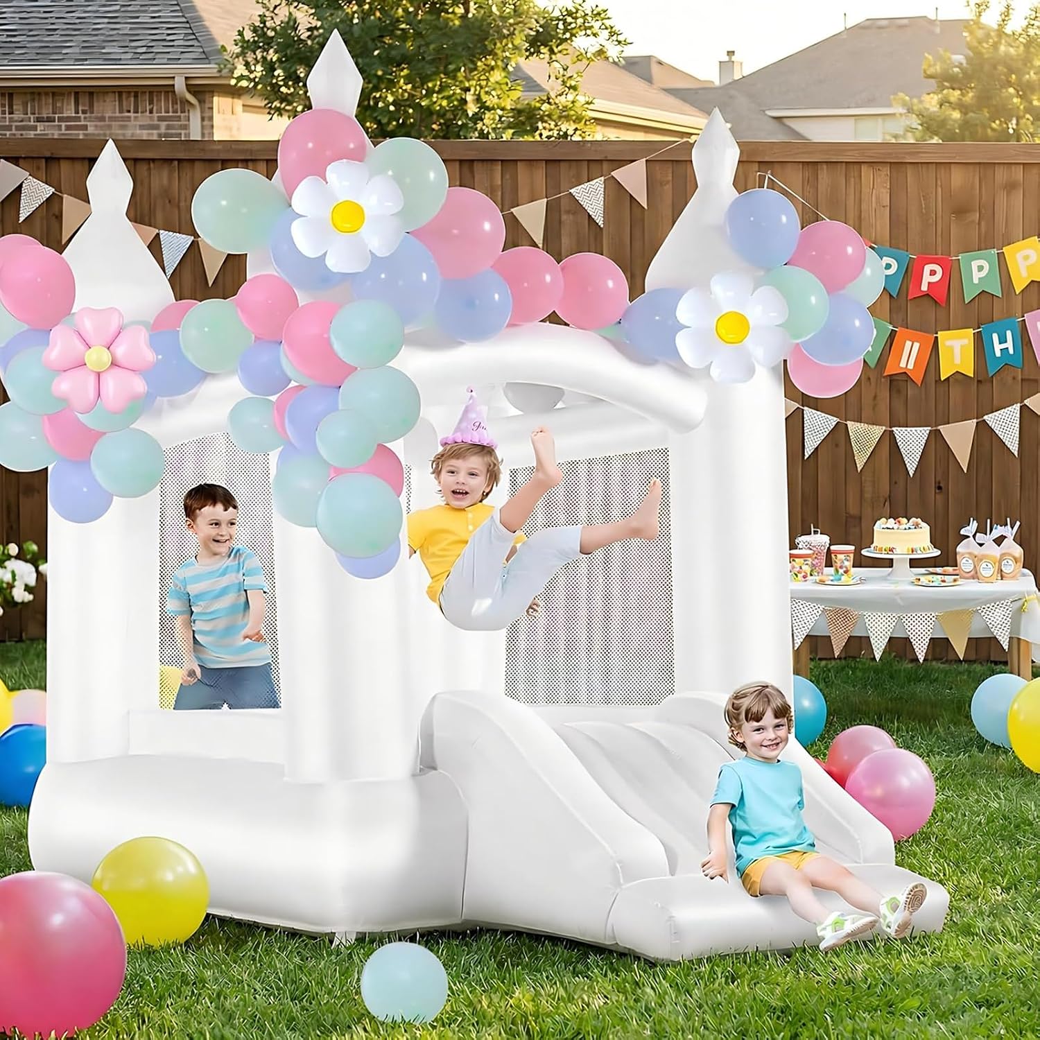 White Bounce House Indoor Outd - Kids Outdoor Slide recension och pris