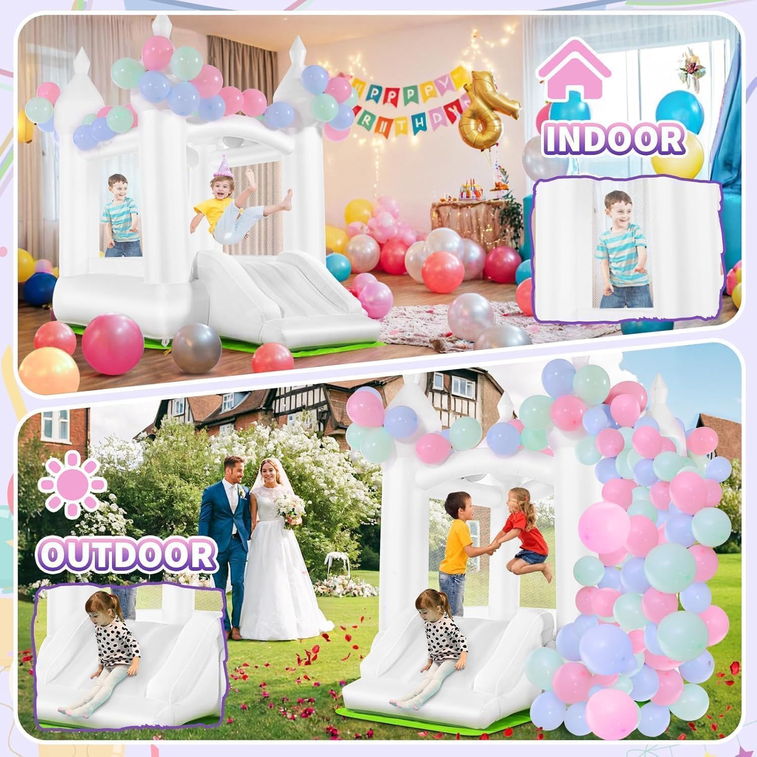 White Bounce House Indoor Outd - Kids Outdoor Slide recension och pris