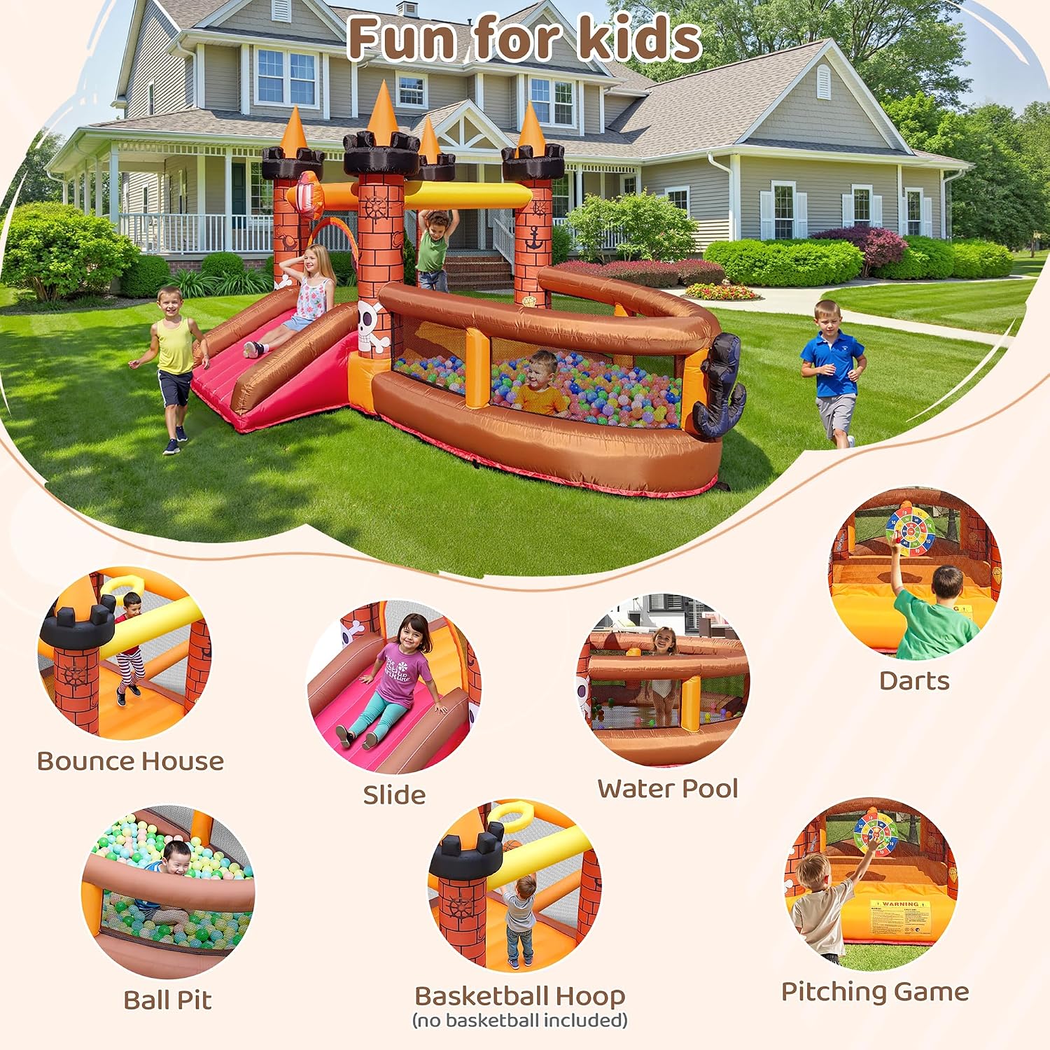 Inflatable Bounce House for Ki - Kids Outdoor Slide recension och pris