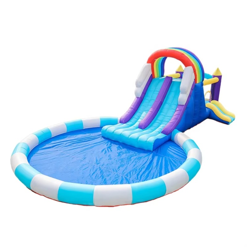Giant Rainbow Inflatable Water - Kids Outdoor Slide recension och pris