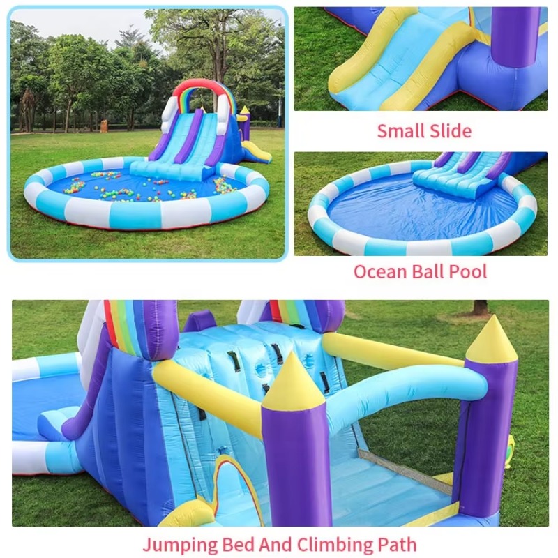 Giant Rainbow Inflatable Water - Kids Outdoor Slide recension och pris
