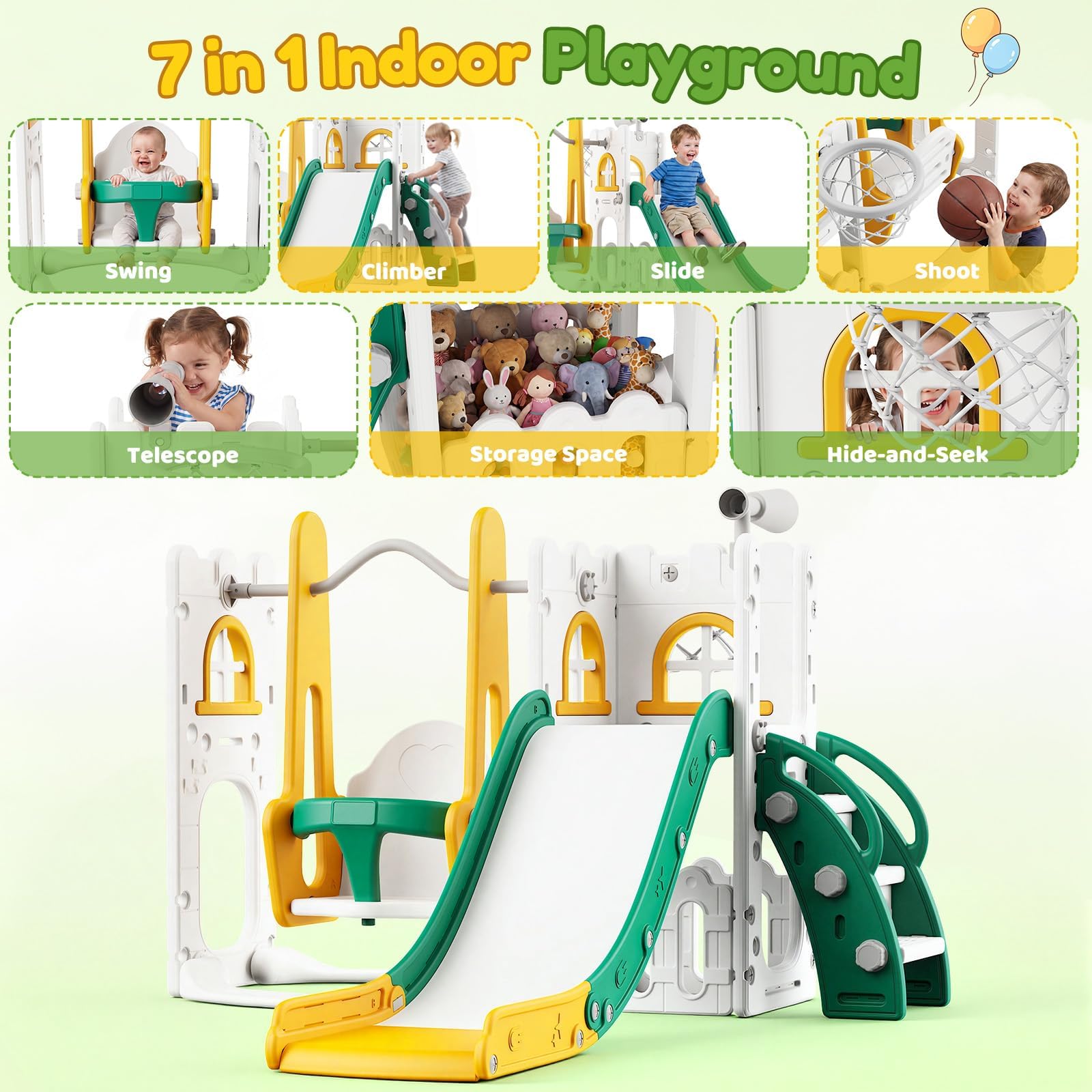 7 in 1 Toddler Slide And Swing - Kids Outdoor Slide recension och pris